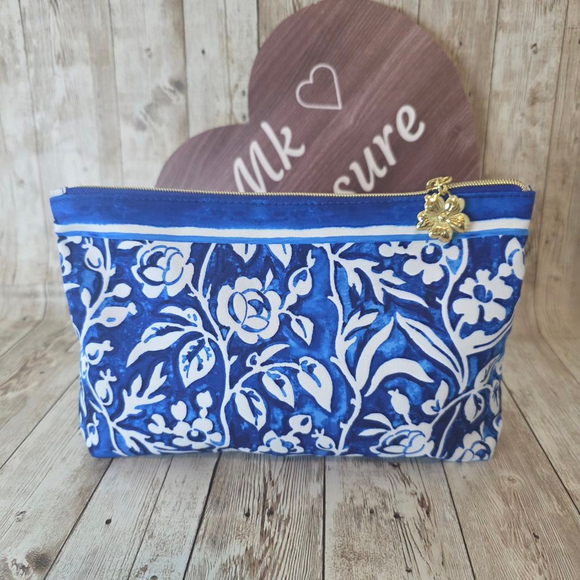 Estee Lauder Handbags - Estee Lauder Blue White Floral Cosmetic Bag
